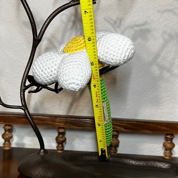 Cheengoo White Daisy Flower Hand Crocheted Stick Baby Rattle Bamboo Eco-Friendly - Picture 11 of 12